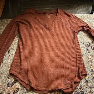 American Eagle Rust Orange Waffle Knit Sweater